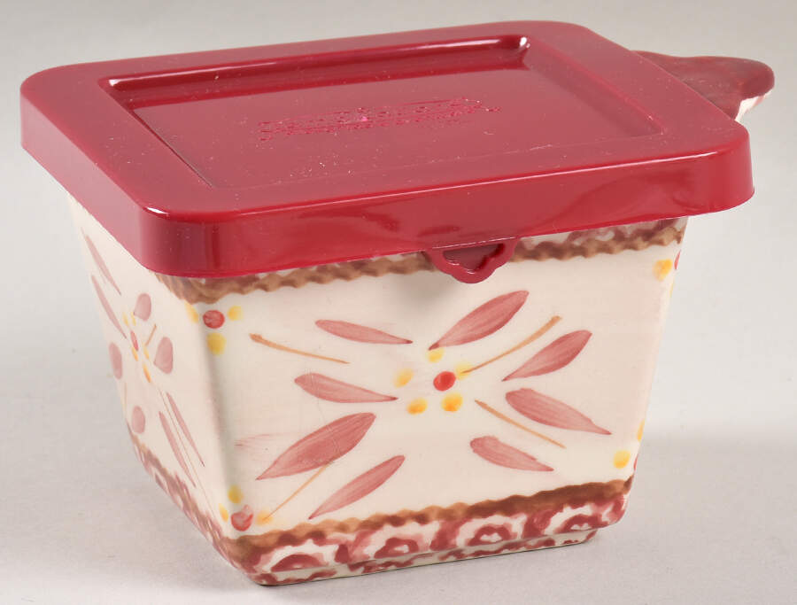 Old World Cranberry Individual Square Baker & Plastic Lid by Temp-Tations-1