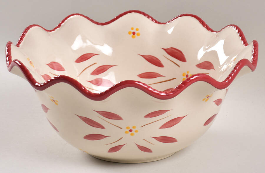 Old World Cranberry 10" Ruffled Bowl by Temp-Tations-1