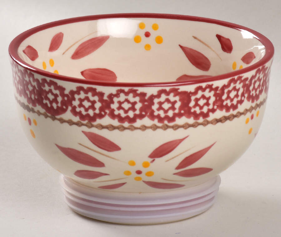 Old World Cranberry Dip Bowl/Pedestal with Grip for Cake/Chip & Dip Pedestal Set by Temp-Tations-1