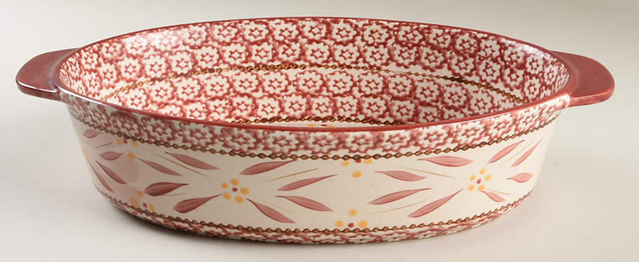 Old World Cranberry 13" Oval Baker by Temp-Tations-1