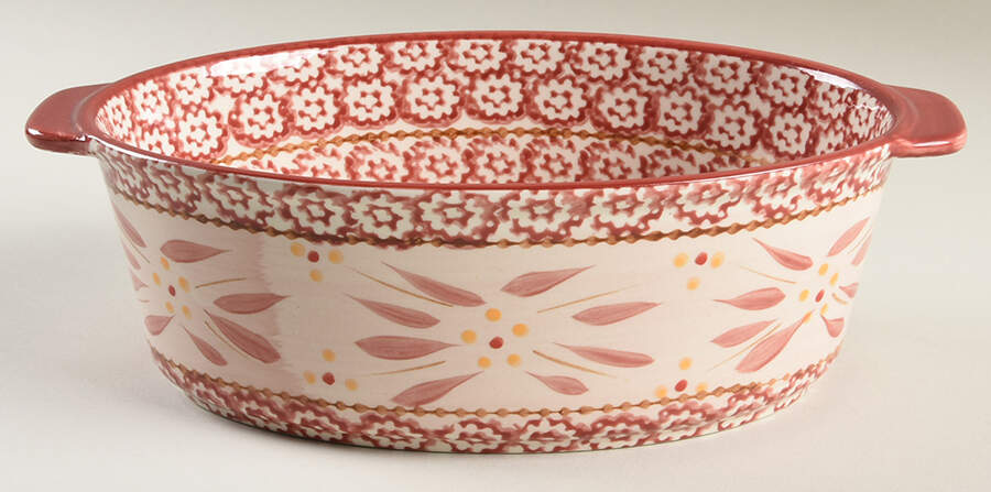 Old World Cranberry 10" Oval Baker by Temp-Tations-1