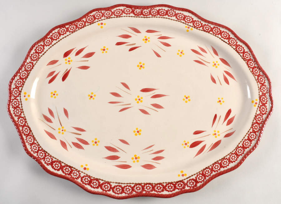 Old World Cranberry 20" Oval Serving Platter by Temp-Tations-1