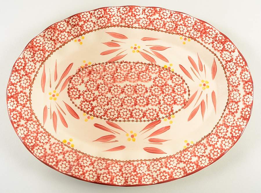 Old World Cranberry 14" Oval Serving Platter by Temp-Tations-1
