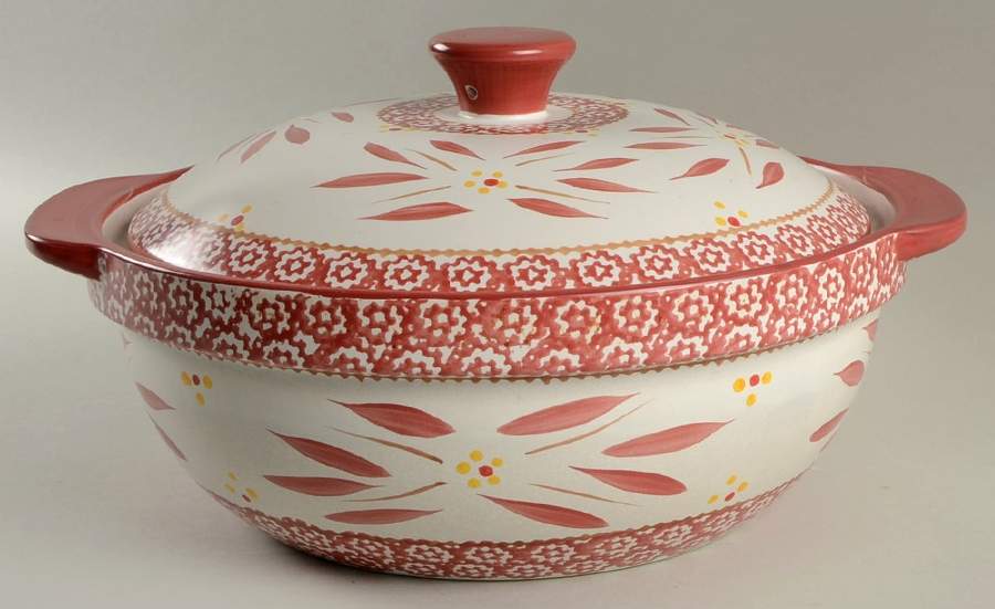 Old World Cranberry 3.5 Qt Round Covered Baker by Temp-Tations-1