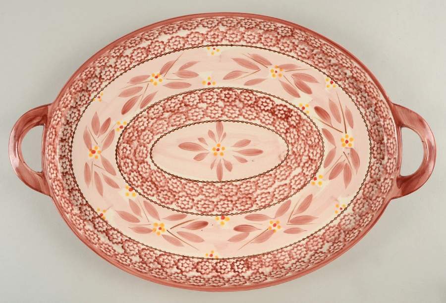 Old World Cranberry 18" Oval Handled Platter by Temp-Tations-1