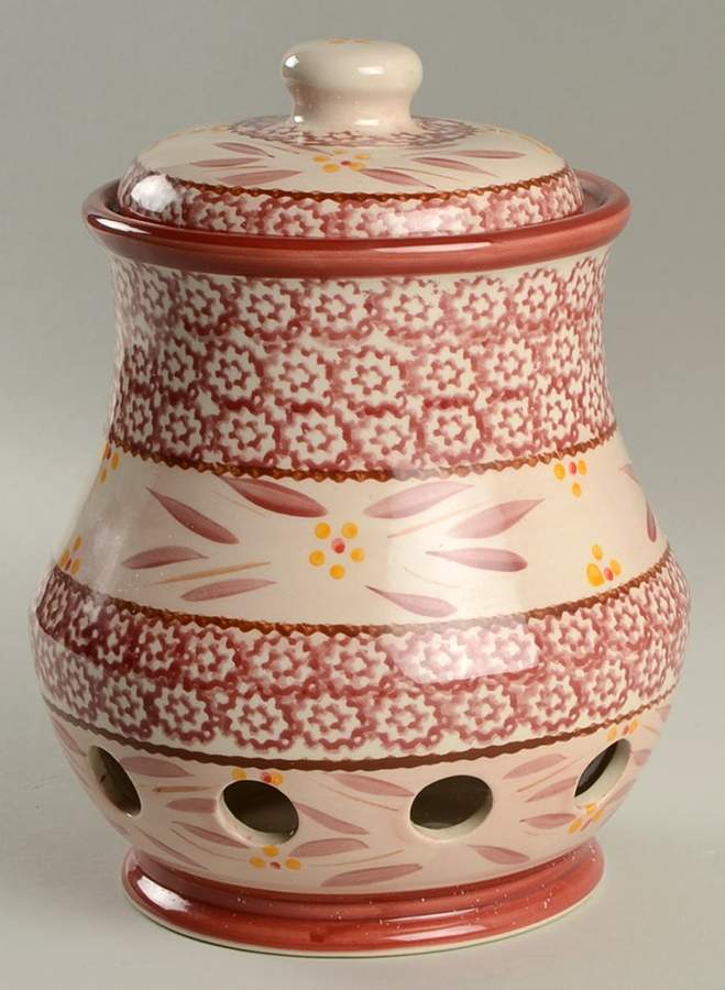 Old World Cranberry Pierced Vegetable Canister & Lid by Temp-Tations-1