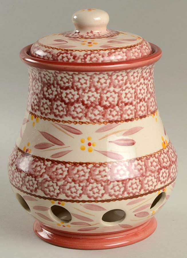 Old World Cranberry Pierced Garlic Canister & Lid by Temp-Tations-1