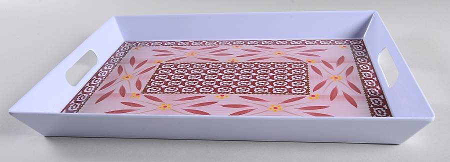 Old World Cranberry 15" Rectangular Melamine Tray by Temp-Tations-1