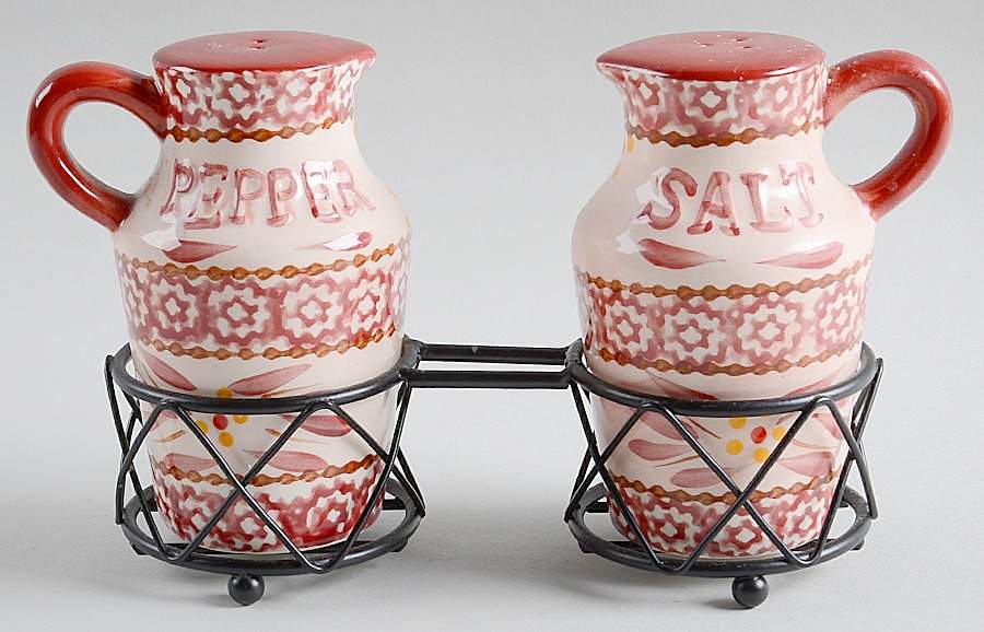 Old World Cranberry Salt & Pepper w/Metal Stand by Temp-Tations-1