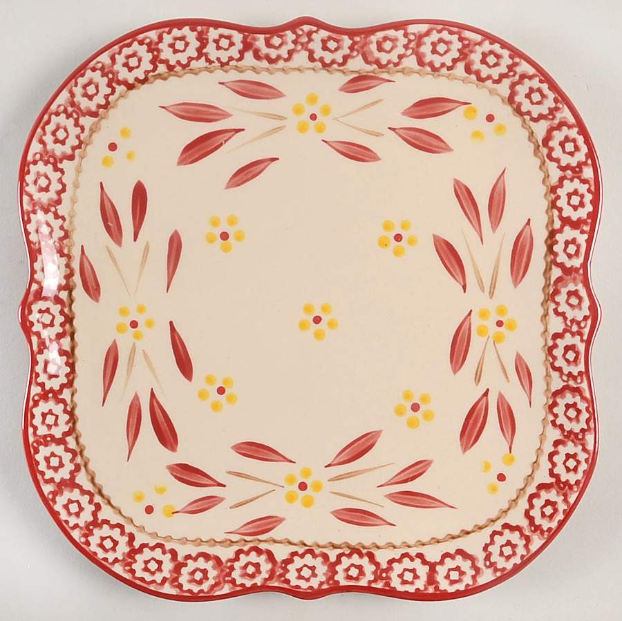 Old World Cranberry Square Salad Plate by Temp-Tations-1