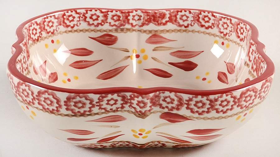 Old World Cranberry Square Cereal Bowl by Temp-Tations-1