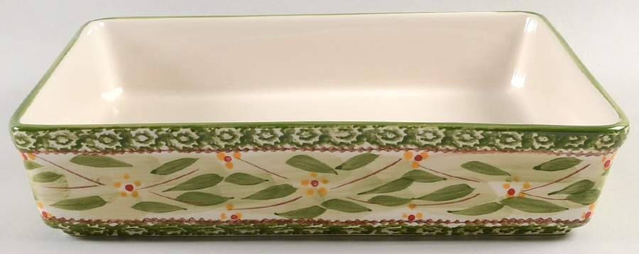 Old World Green 12" Rectangular Baker by Temp-Tations-1