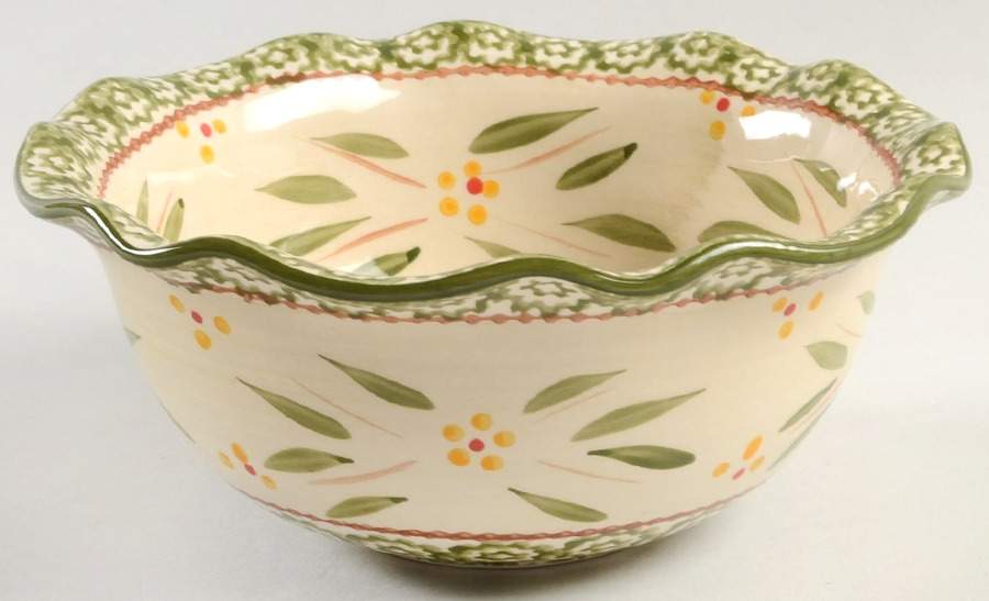 Old World Green 8" Round Fluted Bowl by Temp-Tations-1