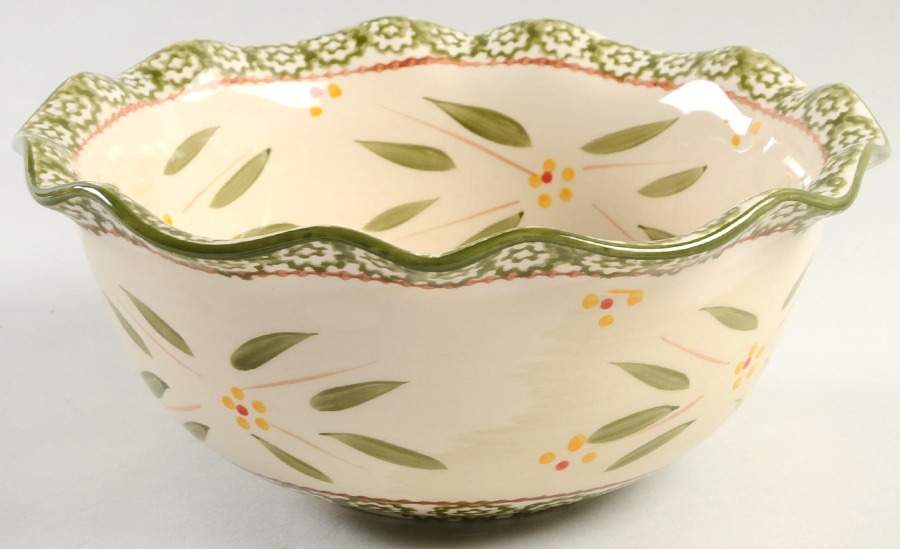 Old World Green 9" Round Fluted Bowl by Temp-Tations-1