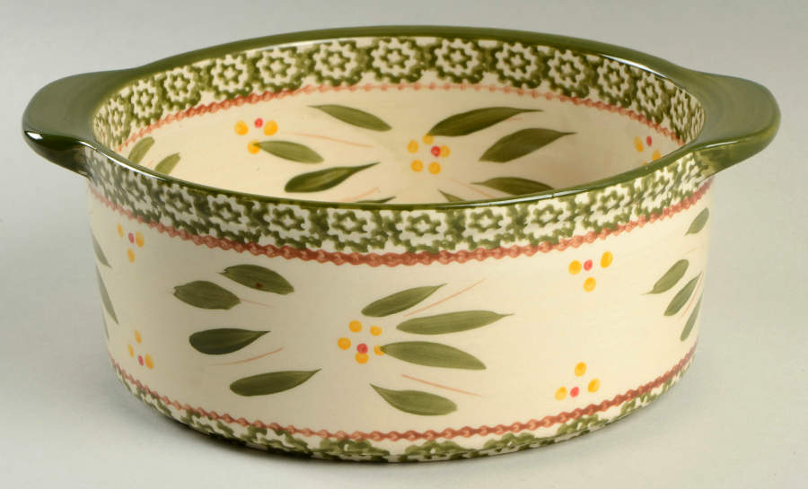 Old World Green 9" Round Handled Baker by Temp-Tations-1