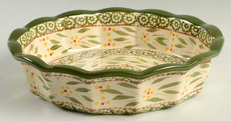Old World Green 10" Pie Baking Plate by Temp-Tations-1