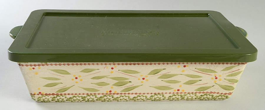 Old World Green 13" Rectangular Baker w/Plastic Lid by Temp-Tations-1