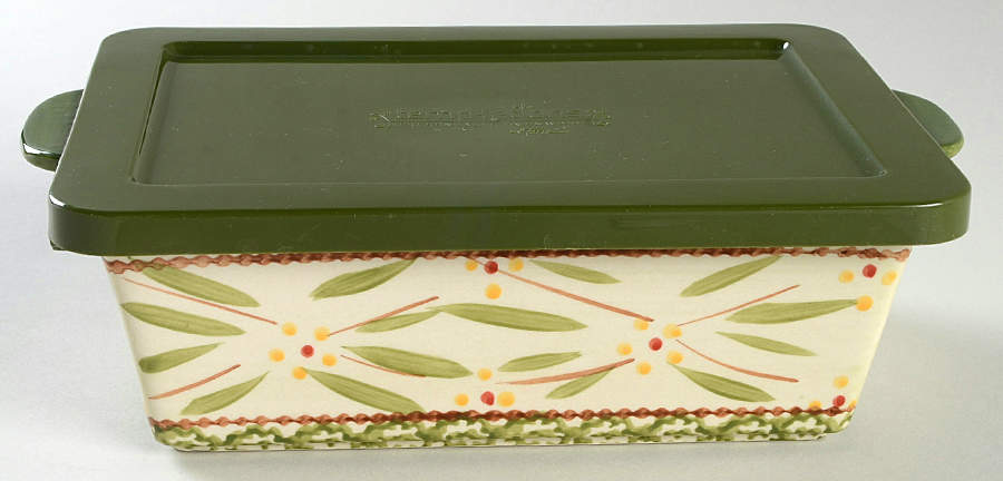 Old World Green 10" Rectangular Baker & Plastic Lid by Temp-Tations-1
