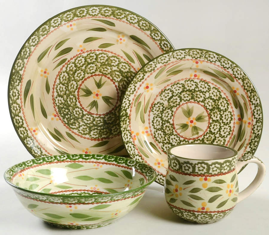 Old World Green 4 Piece Place Setting by Temp-Tations-1