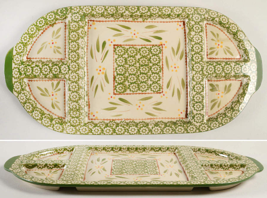Old World Green (5 Part) Rectangular Divided Tray by Temp-Tations-1