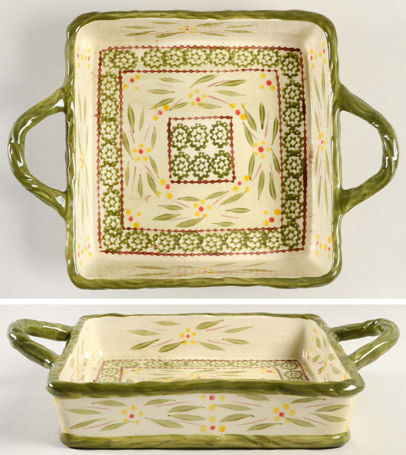 Old World Green 8" Square Baker by Temp-Tations-1