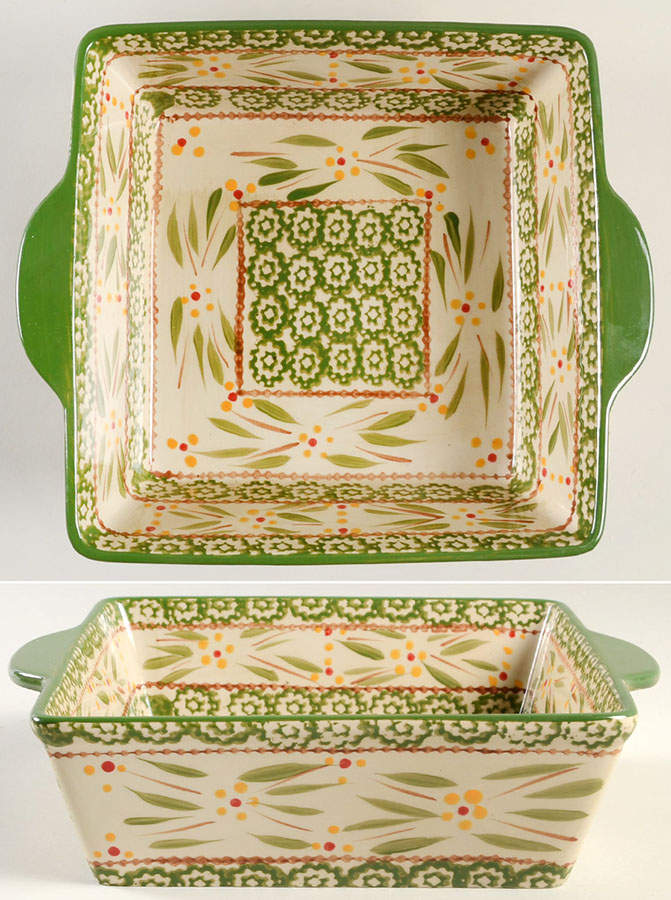Old World Green 10" Square Baker by Temp-Tations-1