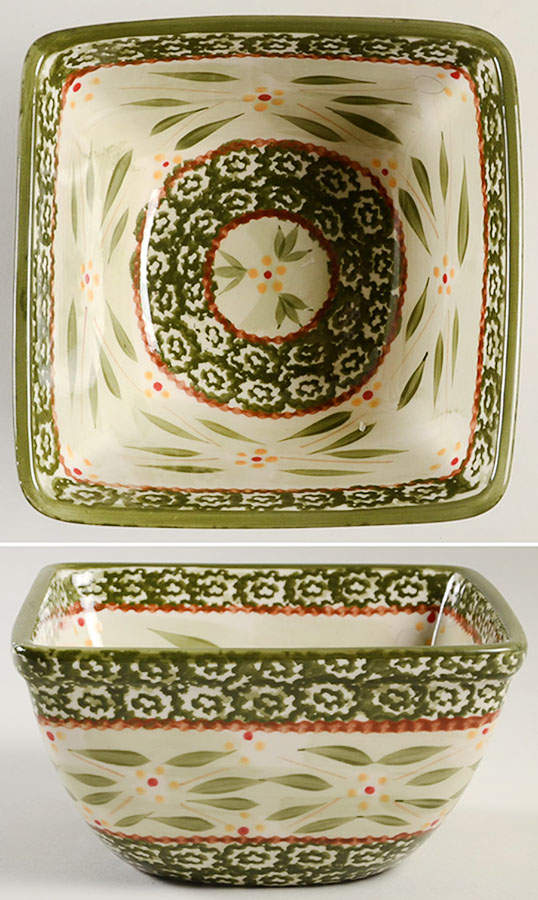 Old World Green 6" Square Mixing Bowl by Temp-Tations-1