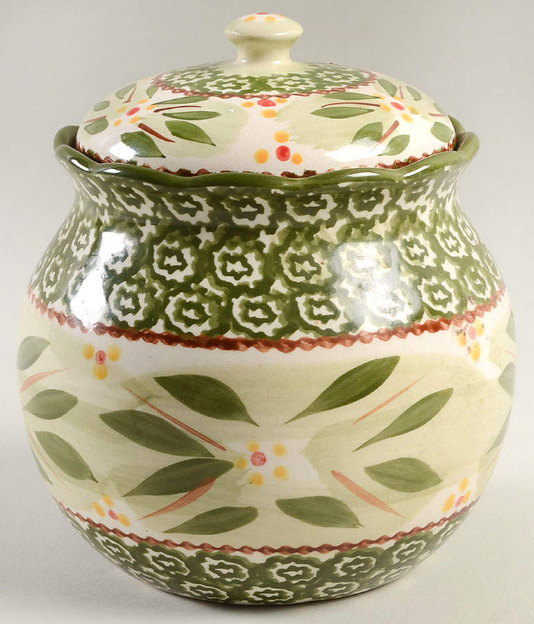 Old World Green Small Canister & Lid by Temp-Tations-1
