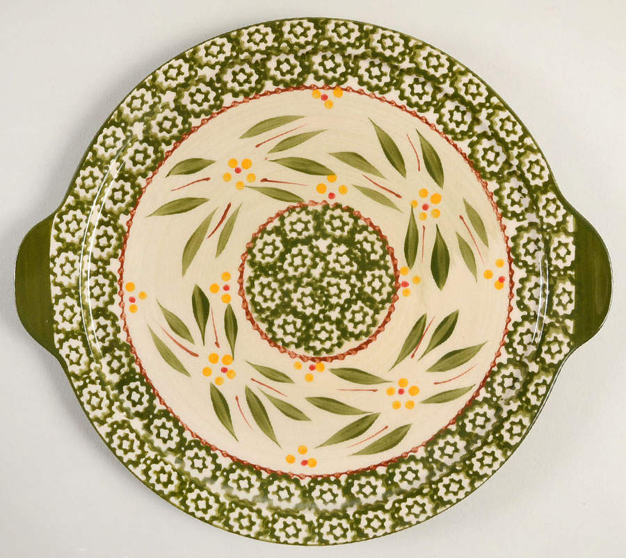 Old World Green Handled Cake Plate by Temp-Tations-1