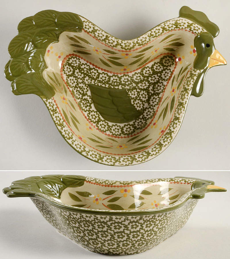 Old World Green 12" Chicken Figural Baker by Temp-Tations-1