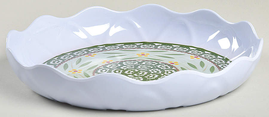 Old World Green 8" Round Ruffled Melamine Serving Bowl by Temp-Tations-1
