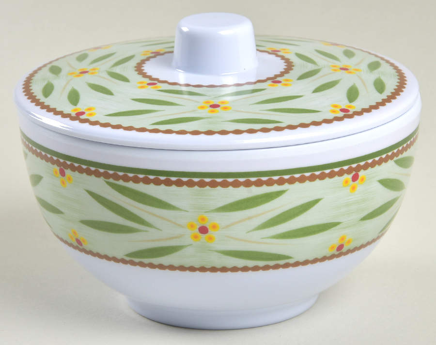 Old World Green Melamine Condimant Bowl & Lid by Temp-Tations-1