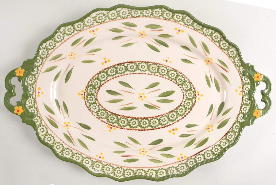 Old World Green 18" Oval Handled Platter by Temp-Tations-1