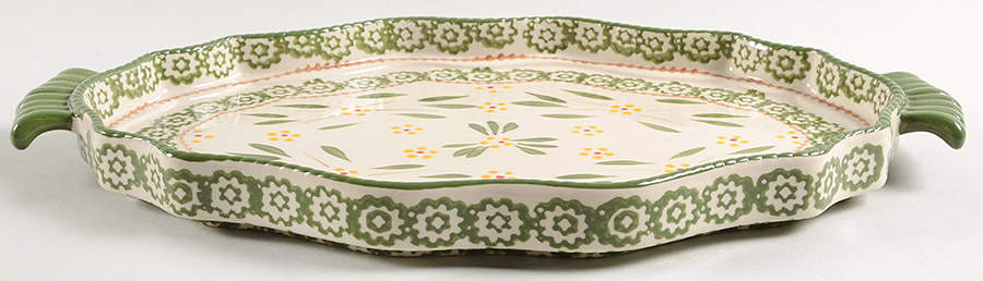 Old World Green 14" Oval Scalloped Deep Lid-It (Tray, Baker Lid) by Temp-Tations-1
