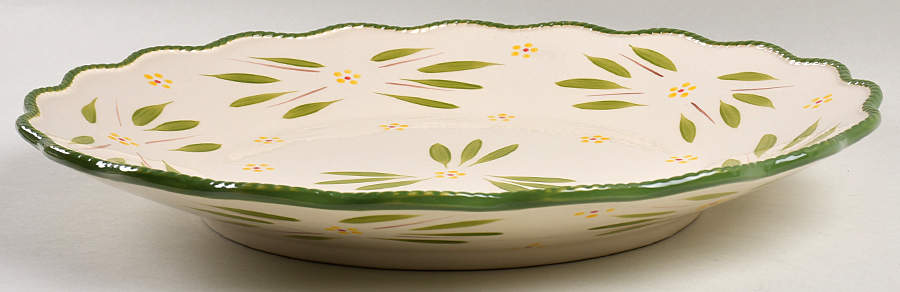 Old World Green 15" Ruffled Bowl by Temp-Tations-1