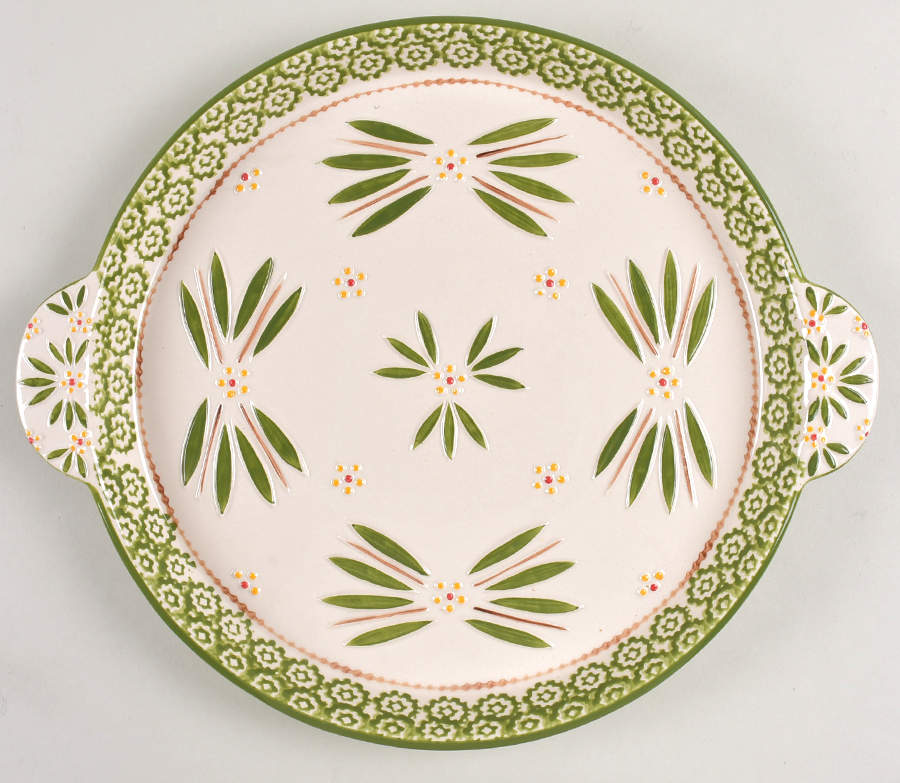 Old World Green 14" Round Handled Platter by Temp-Tations-1