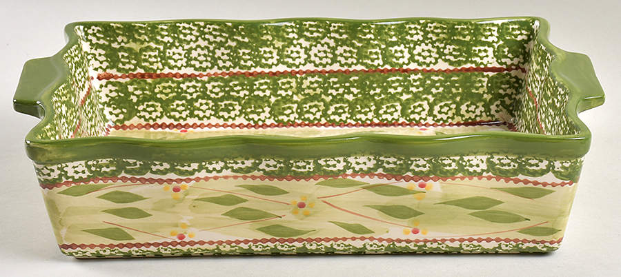 Old World Green 13" Rectangular Baker by Temp-Tations-1