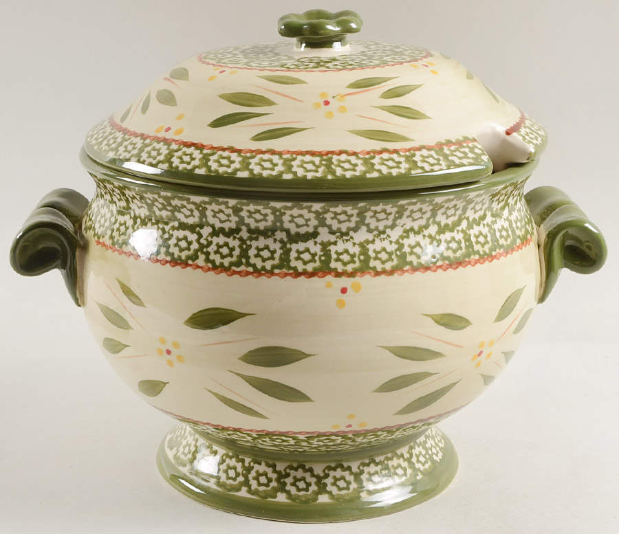 Old World Green Tureen &  Lid by Temp-Tations-1