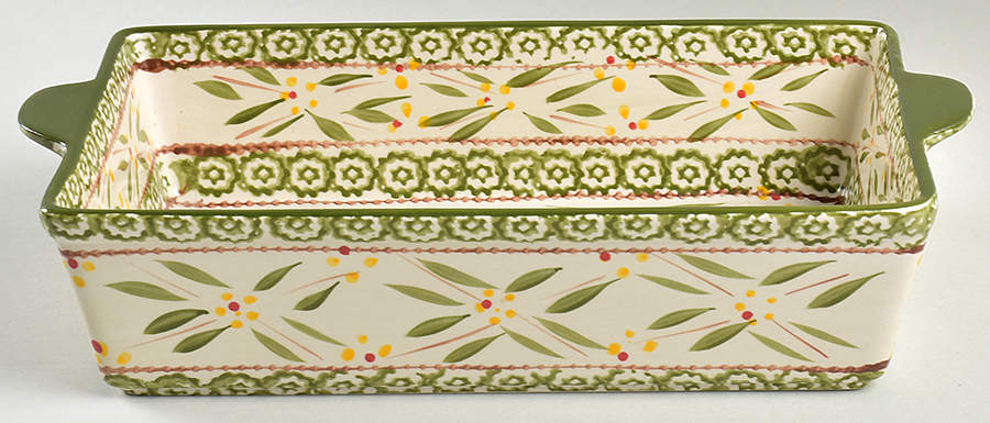 Old World Green 13" Rectangular Baker by Temp-Tations-1