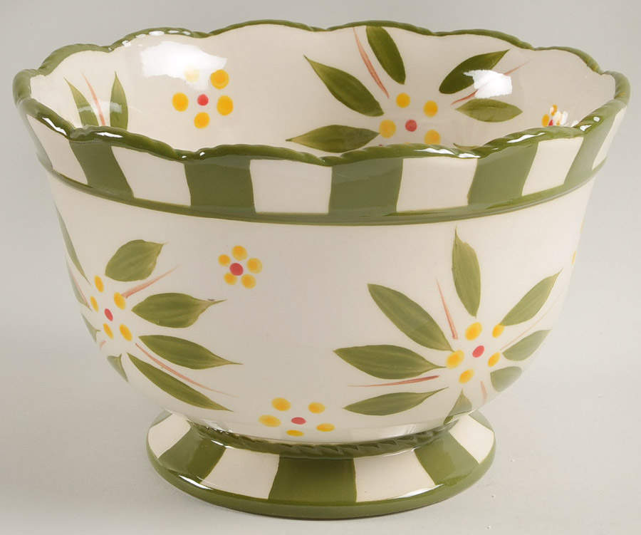 Old World Green 8" Large Pedestal Fruit Bowl by Temp-Tations-1