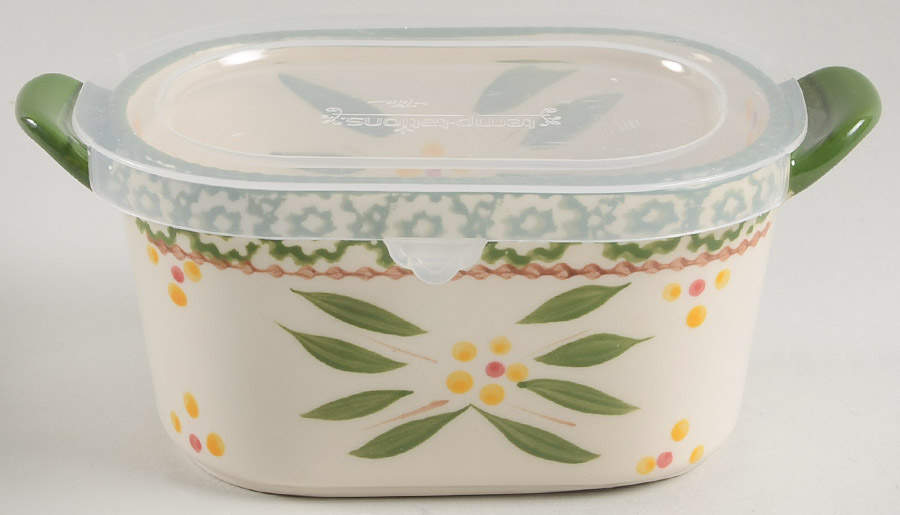Old World Green Oval Ramekin & Plastic Lid by Temp-Tations-1