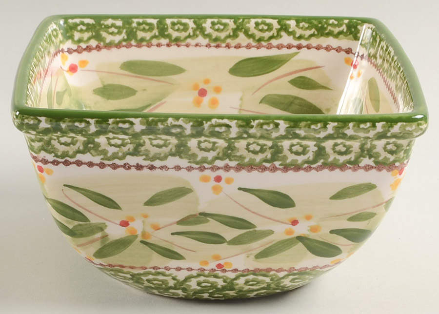 Old World Green 7" Square Mixing Bowl by Temp-Tations-1