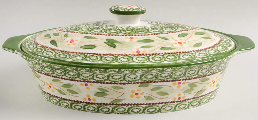 Old World Green 1.5 Quart Oval Covered Casserole by Temp-Tations-1