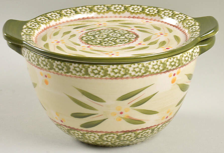 Old World Green 1.5 Qt Round Covered Casserole by Temp-Tations-1