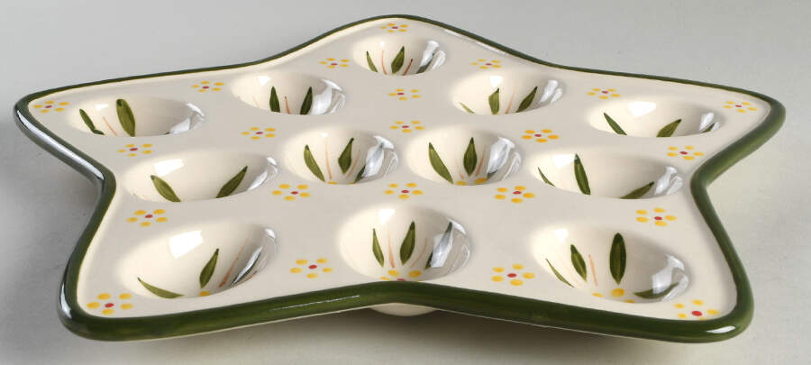Old World Green Star Shape Deviled Egg Plate by Temp-Tations-1