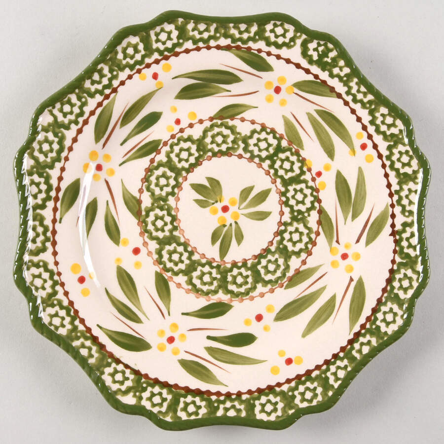 Old World Green Scalloped Salad Plate by Temp-Tations-1
