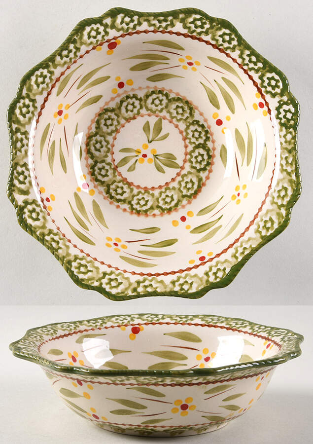 Old World Green Scalloped Soup/Cereal Bowl by Temp-Tations-1