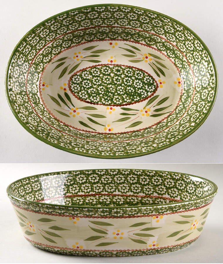 Old World Green 11" Oval Baker by Temp-Tations-1