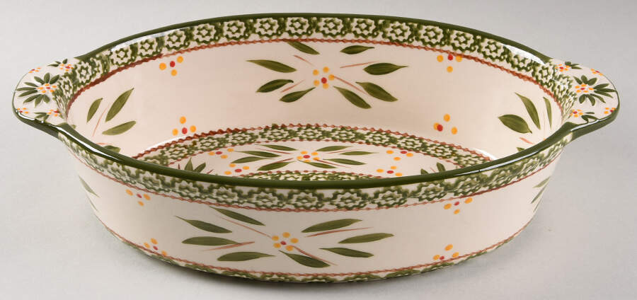 Old World Green 13" Oval Baker by Temp-Tations-1