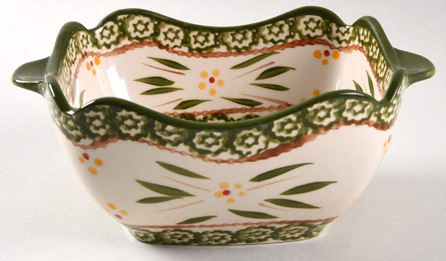 Old World Green 1 Qt Square Bake & Serve Bowl by Temp-Tations-1